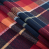 Blue Night, Crimson and Autumn Sunset Madras Plaid Wool Flannel - Folded | Mood Fabrics