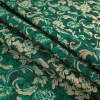 Metallic Gold and Emerald Green Floral Brocade - Folded | Mood Fabrics