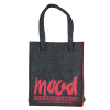 Small Charcoal Felt Mood Bag with Cayenne Logo - Detail | Mood Fabrics