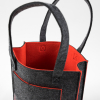 Small Charcoal Felt Mood Bag with Cayenne Logo - Full | Mood Fabrics