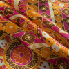 Famous NYC Designer Marigold and Magenta Printed Floral Panel - Folded | Mood Fabrics