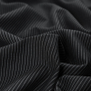 Black and White Pinstriped Rayon Double Knit - Detail | Mood Fabrics