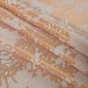 Metallic Butterscotch and White Lacey Floral Brocade - Folded | Mood Fabrics