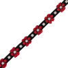 Red and Black Cotton Floral Trim - 0.375 - Detail | Mood Fabrics
