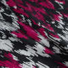 Bright Rose and Black Abstract Hammered Silk Charmeuse - Folded | Mood Fabrics