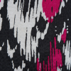 Bright Rose and Black Abstract Hammered Silk Charmeuse - Detail | Mood Fabrics