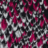 Bright Rose and Black Abstract Hammered Silk Charmeuse | Mood Fabrics