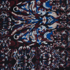 Burgundy and Blueprint Blue Abstract Printed Silk Chiffon | Mood Fabrics