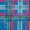 Blue and Pink Plaid Printed Stretch Cotton Sateen - Detail | Mood Fabrics