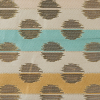 Aqua Sky, Ochre and Metallic Gold Polka Dotted and Striped Brocade - Detail | Mood Fabrics