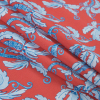Red and Blue Palm Tree Printed Stretch Cotton Sateen - Folded | Mood Fabrics