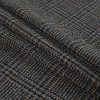 Maritime Blue and Ochre Glen Plaid Polyester Tweed - Folded | Mood Fabrics