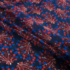 Maritime Blue and Red Floral Printed Silk Chiffon - Folded | Mood Fabrics