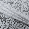 White Geometric Lace with Finished Eyelash Edges - Folded | Mood Fabrics
