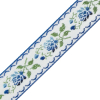 German Blue and Green Floral Jacquard Ribbon - 0.875 - Detail | Mood Fabrics