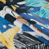 Italian Blue Yonder and Yellow Floral Printed Stretch Cotton Twill - Folded | Mood Fabrics