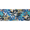 Italian Blue Yonder and Yellow Floral Printed Stretch Cotton Twill - Full | Mood Fabrics