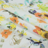 Italian Yellow and Orange Floral Printed Stretch Cotton Twill - Folded | Mood Fabrics