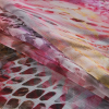 Italian Pink and Yellow Abstract Crinkled Chiffon - Folded | Mood Fabrics