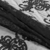 Italian Black Floral Re-Embroidered Lace - Folded | Mood Fabrics