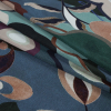 Italian Blue and Brown Floral Printed Jersey - Folded | Mood Fabrics
