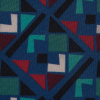 Italian Navy Blue Geometric Polyester Double Knit - Detail | Mood Fabrics