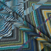 Italian Green and Blue Zig Zag Tribal Printed Jersey - Folded | Mood Fabrics