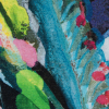 Italian Blue and Dusted Clay Painterly Printed Rayon Jersey - Detail | Mood Fabrics