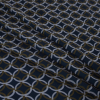 Italian Blue and Green Geometric Stretch Polyester - Folded | Mood Fabrics