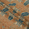 Famous NYC Designer Orange and Blue Floral Crinkled Chiffon - Folded | Mood Fabrics