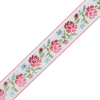 German Pink and Green Floral Jacquard Ribbon - 0.875 - Detail | Mood Fabrics