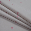 Beige Pinpoint Cotton Shirting with Woven Flamingos - Folded | Mood Fabrics