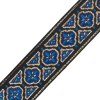 Blue and Metallic Gold Floral Jacquard Ribbon - 1.5 - Detail | Mood Fabrics