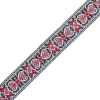 Red and White Geometric German Jacquard Ribbon - 1 - Detail | Mood Fabrics