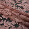 Coral Pink Sequined Floral Embroidered Netting - Folded | Mood Fabrics