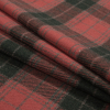 Coral and Green Plaid Brushed Wool Twill - Folded | Mood Fabrics