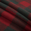 Tomato Red and Forest Green Buffalo Check Wool Double Cloth - Folded | Mood Fabrics