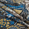 Italian Taupe and Blue Paisley Cotton Batiste - Folded | Mood Fabrics