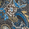 Italian Taupe and Blue Paisley Cotton Batiste | Mood Fabrics