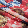Italian Red and Blue Sunflower Printed Batiste - Folded | Mood Fabrics