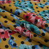 Italian Teal and Mustard Polka Dotted Floral Batiste - Folded | Mood Fabrics