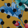 Italian Teal and Mustard Polka Dotted Floral Batiste - Detail | Mood Fabrics