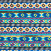 Deep Ultramarine and Yellow Navajo Tribal Printed Rayon Challis | Mood Fabrics