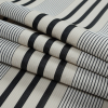 Oyster Gray and Black Striped Polyester and Cotton Ottoman - Folded | Mood Fabrics