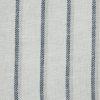 Birch and Steel Blue Shadow Striped Linen Twill - Detail | Mood Fabrics