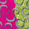 Pea Green and Fuchsia Waxed Cotton African Print - Folded | Mood Fabrics