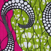 Pea Green and Fuchsia Waxed Cotton African Print - Detail | Mood Fabrics