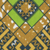 Lime Green Geometric Waxed Cotton African Print with Gold Metallic Glitter - Detail | Mood Fabrics
