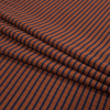 Rust and Navy Striped 9 x 1 Rib Knit - Folded | Mood Fabrics