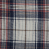 Ivory, Red and Blue Plaid and Striped Cotton Double Cloth - Detail | Mood Fabrics